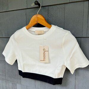 Choosy White & Black Crop Top Small NWT